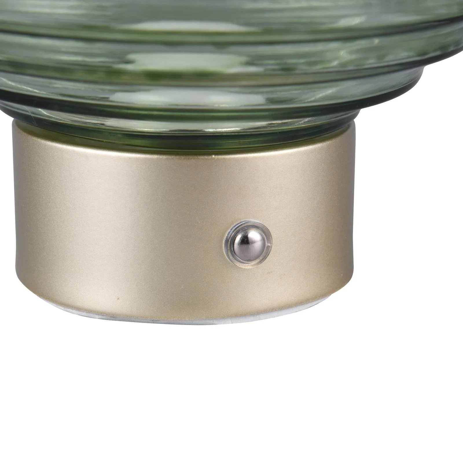LED-Akku-Tischlampe Earl, messing/grün, Höhe 14,5 cm, Glas günstig online kaufen