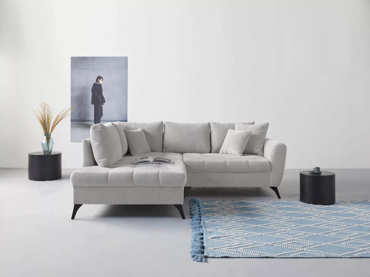 INOSIGN Ecksofa "Lörby L-Form", auch mit Aqua clean-Bezug, feine Steppung i günstig online kaufen