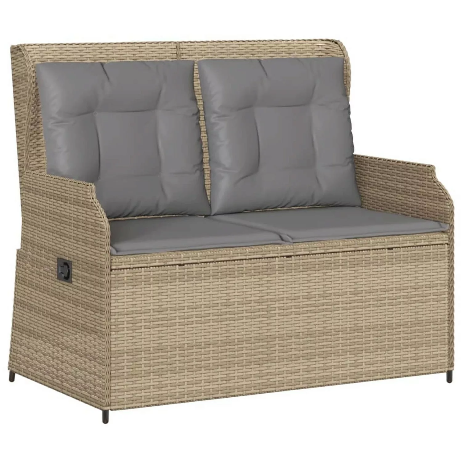 furnicato Gartenbank Verstellbar mit Kissen Beige Poly Rattan günstig online kaufen