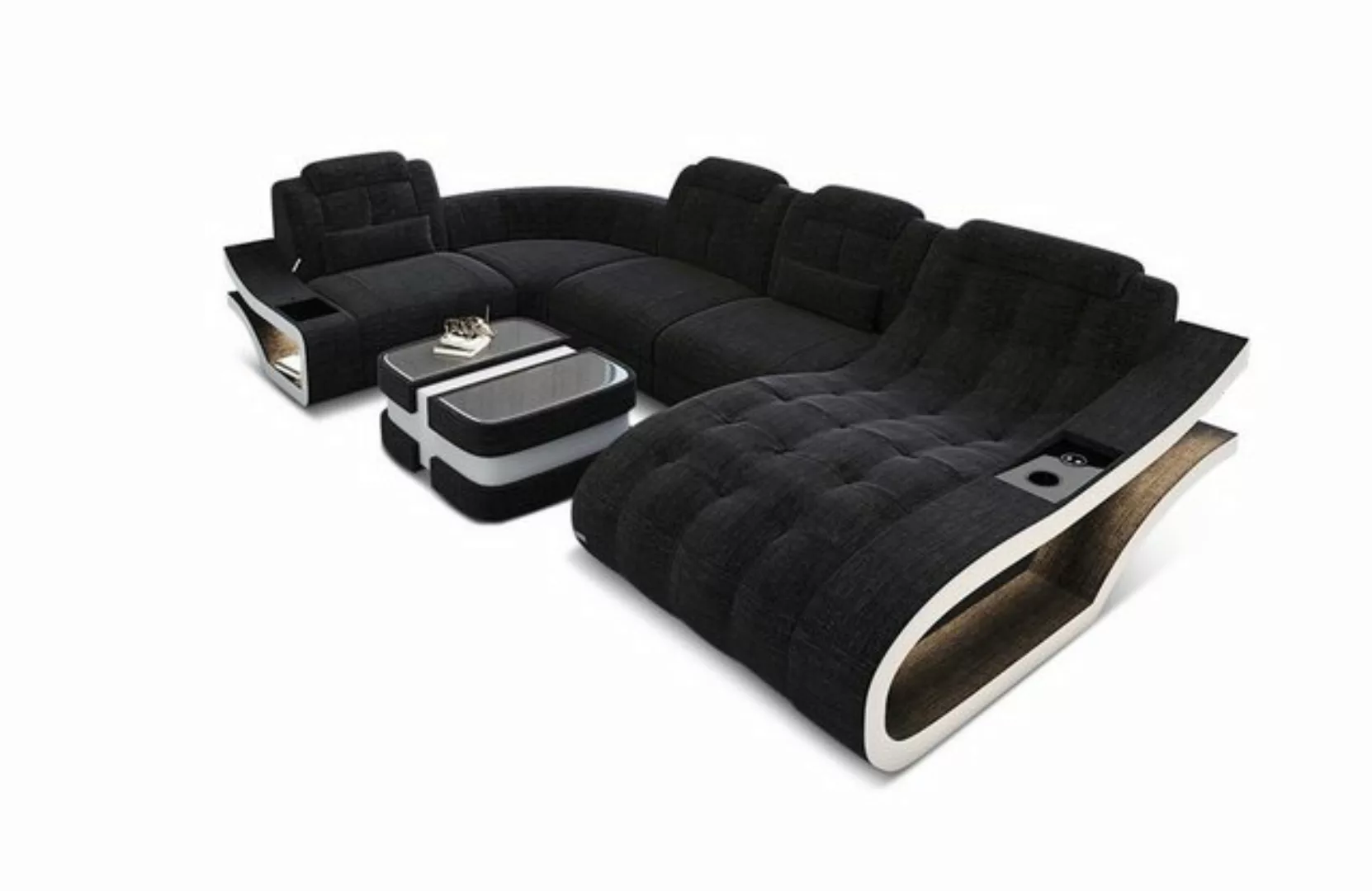 Sofa Dreams Sofa Polster Sofa Wohnlandschaft Couch Elegante H - U Form Stof günstig online kaufen