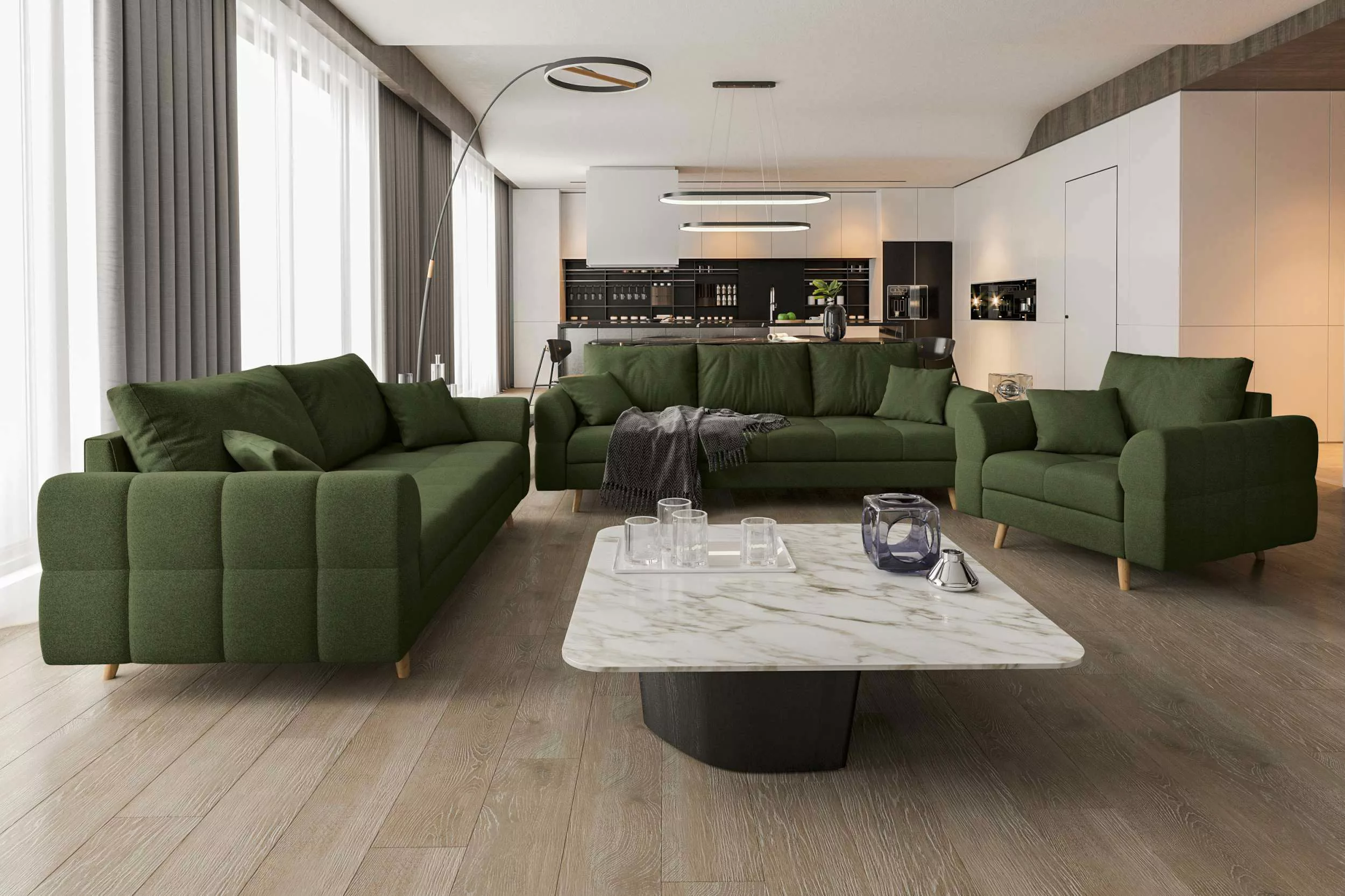 99rooms Polstergarnitur Bello, (Couchgarnitur, Set (3-tlg), günstig online kaufen