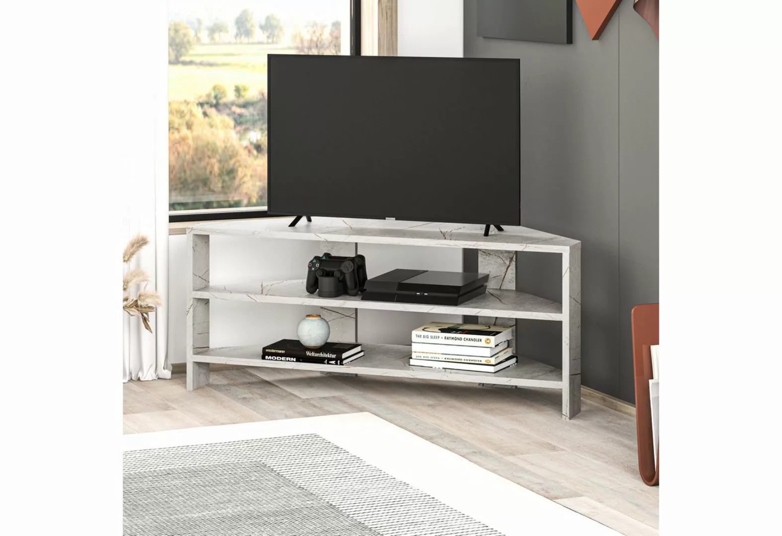 Decortie TV-Schrank Thales (1 set) Modernes Eck-Fernsehgerät Multimedia-Cen günstig online kaufen