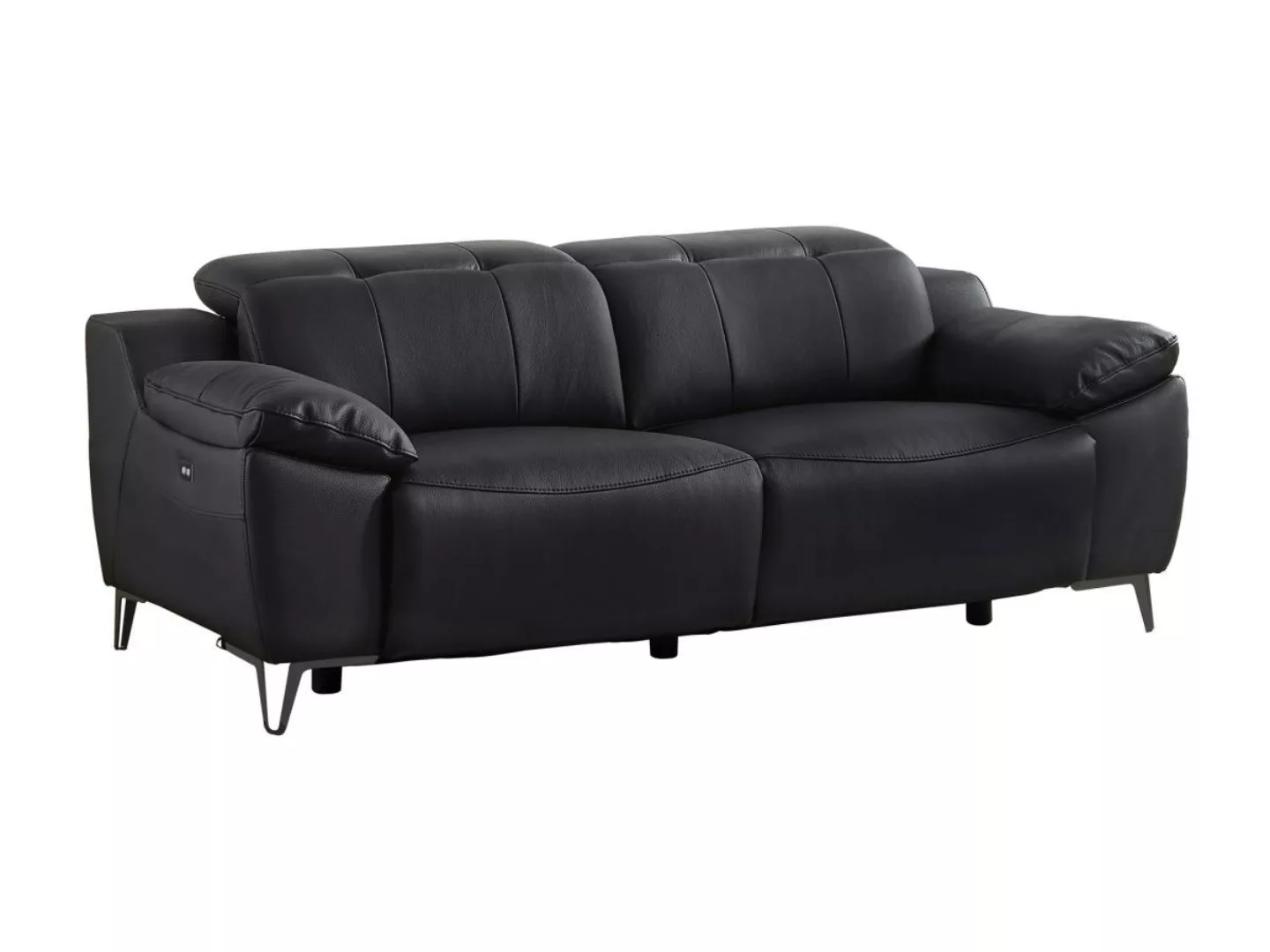 Relaxsofa 3-Sitzer elektrisch - Leder - Schwarz - ROVETO günstig online kaufen