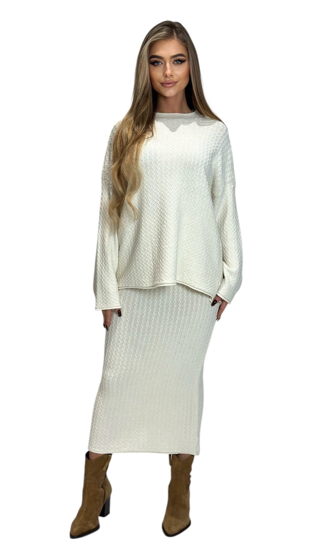 Mississhop Strickkleid Strickset Strickanzug Rock Pullover günstig online kaufen