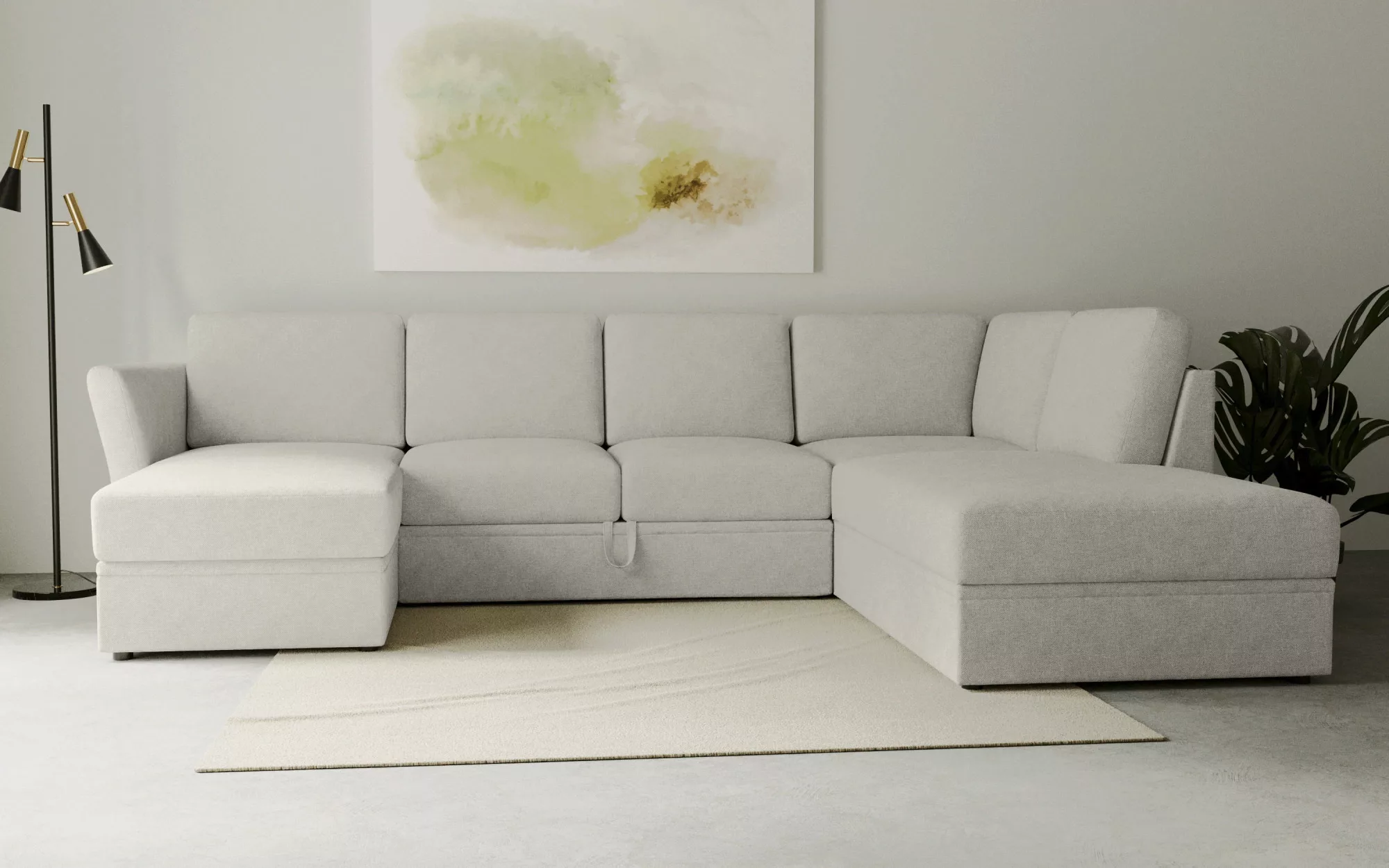 Home affaire Wohnlandschaft Lavars Schlafsofa, mit Bettfunktion und Staurau günstig online kaufen