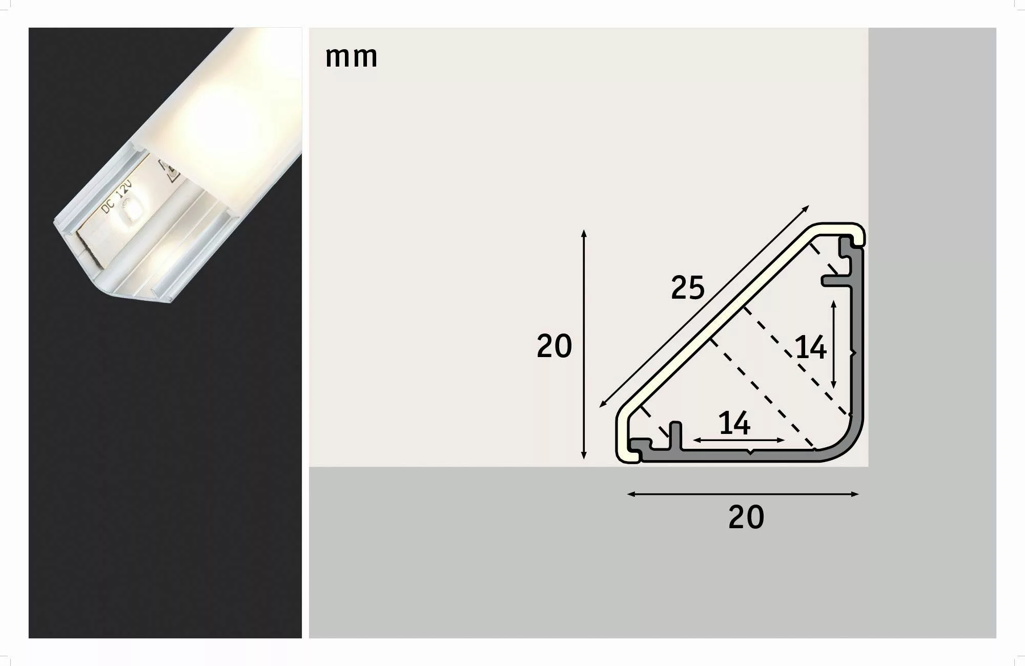 Paulmann YourLED Delta Profil mit Diffusor, 1m alu günstig online kaufen