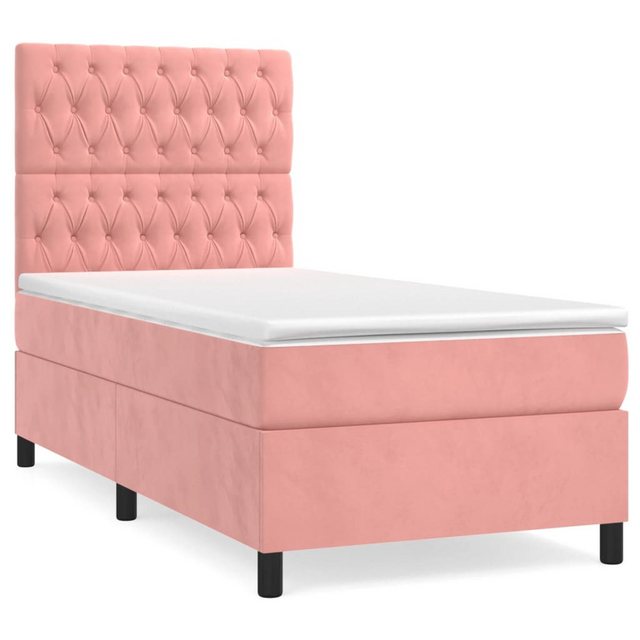 vidaXL Boxspringbett, Boxspringbett mit Matratze Rosa 90x190 cm Samt günstig online kaufen