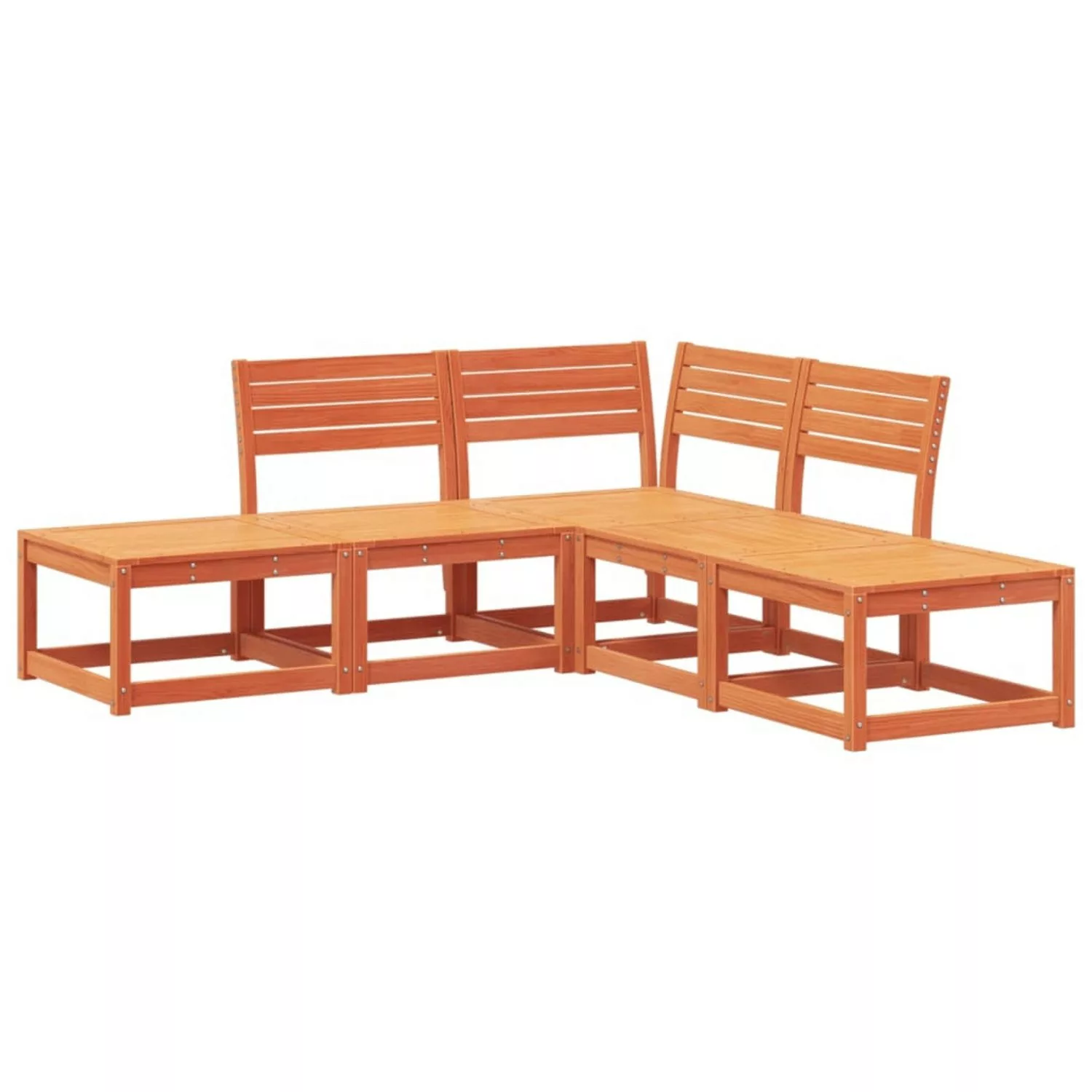 vidaXL 5-tlg Garten-Sofagarnitur Wachsbraun Massivholz Kiefer Modell 2 günstig online kaufen