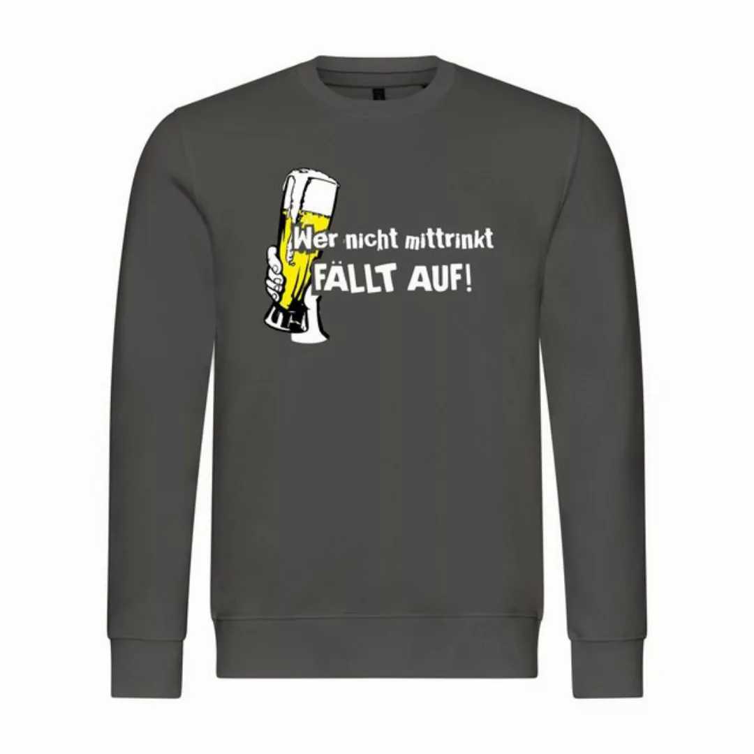 deinshirt Rundhalspullover Herren Sweatshirt Wer nicht mittrinkt fällt auf günstig online kaufen