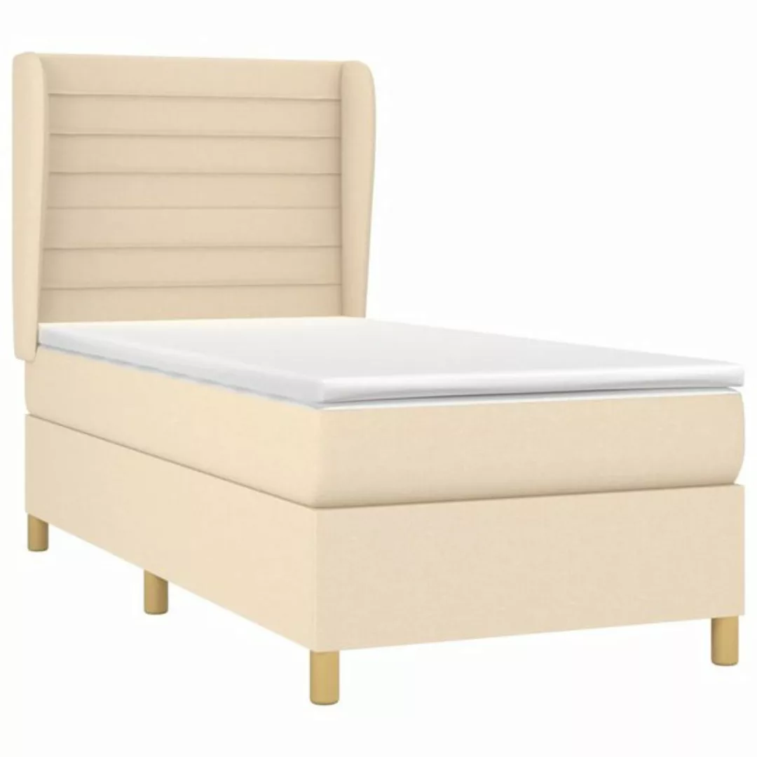 vidaXL Boxspringbett Boxspringbett mit Matratze Creme 100x200 cm Stoff Bett günstig online kaufen