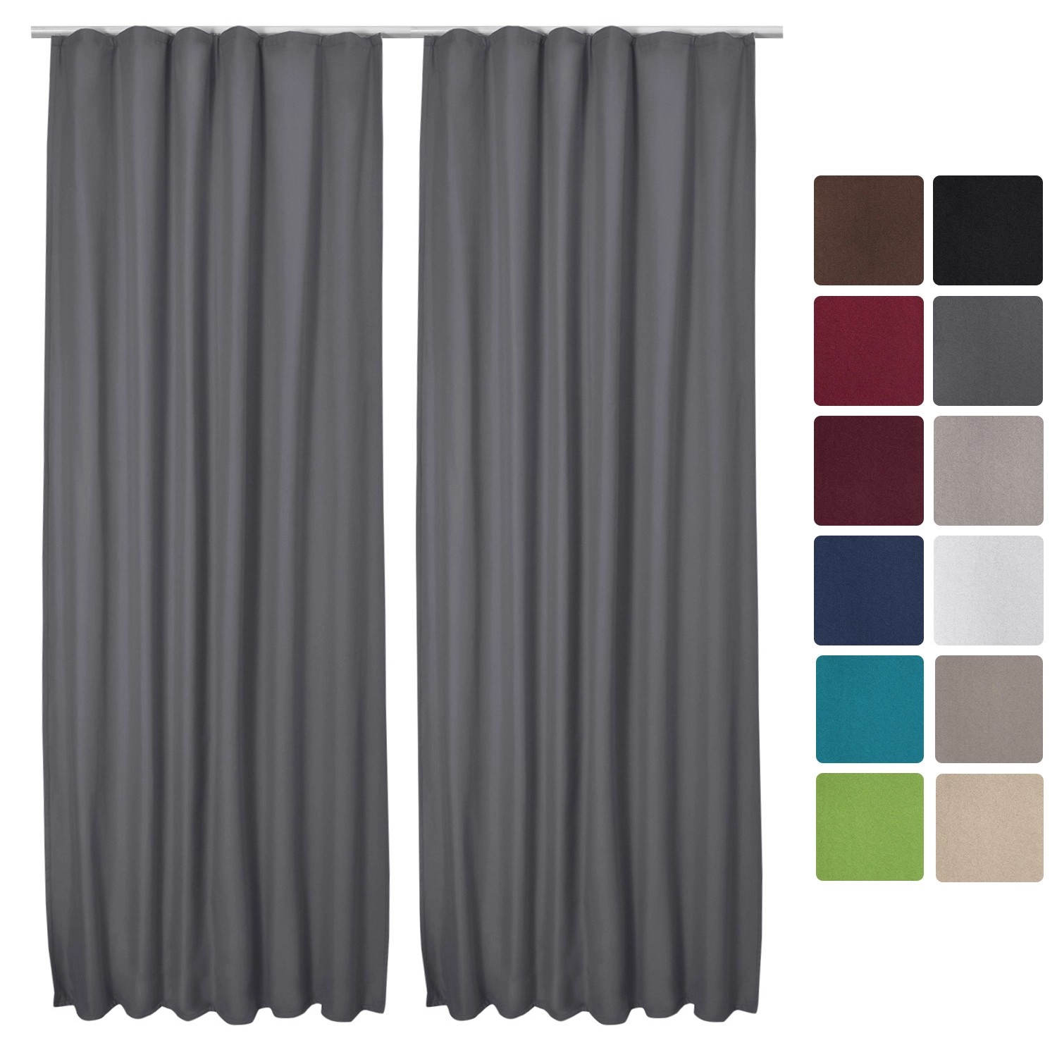 Beautissu Amelie TK Vorhang mit Kräuselband 140x245cm Anthrazit 2tlg günstig online kaufen