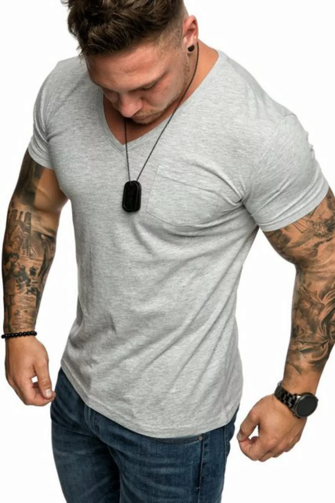 Amaci&Sons T-Shirt PATERSON Basic Oversize T-Shirt mit V-Ausschnitt Herren günstig online kaufen