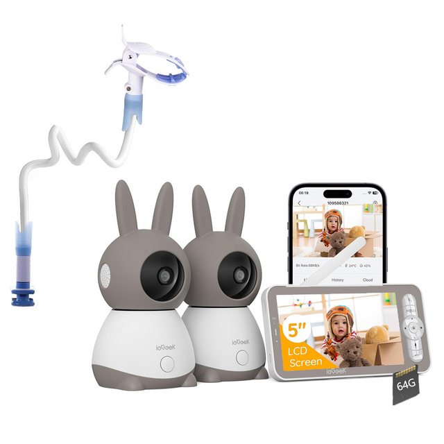 ieGeek Video-Babyphone Babyphone mit 2 Kameras App, Split-Screen, 2K/3MP Bi günstig online kaufen