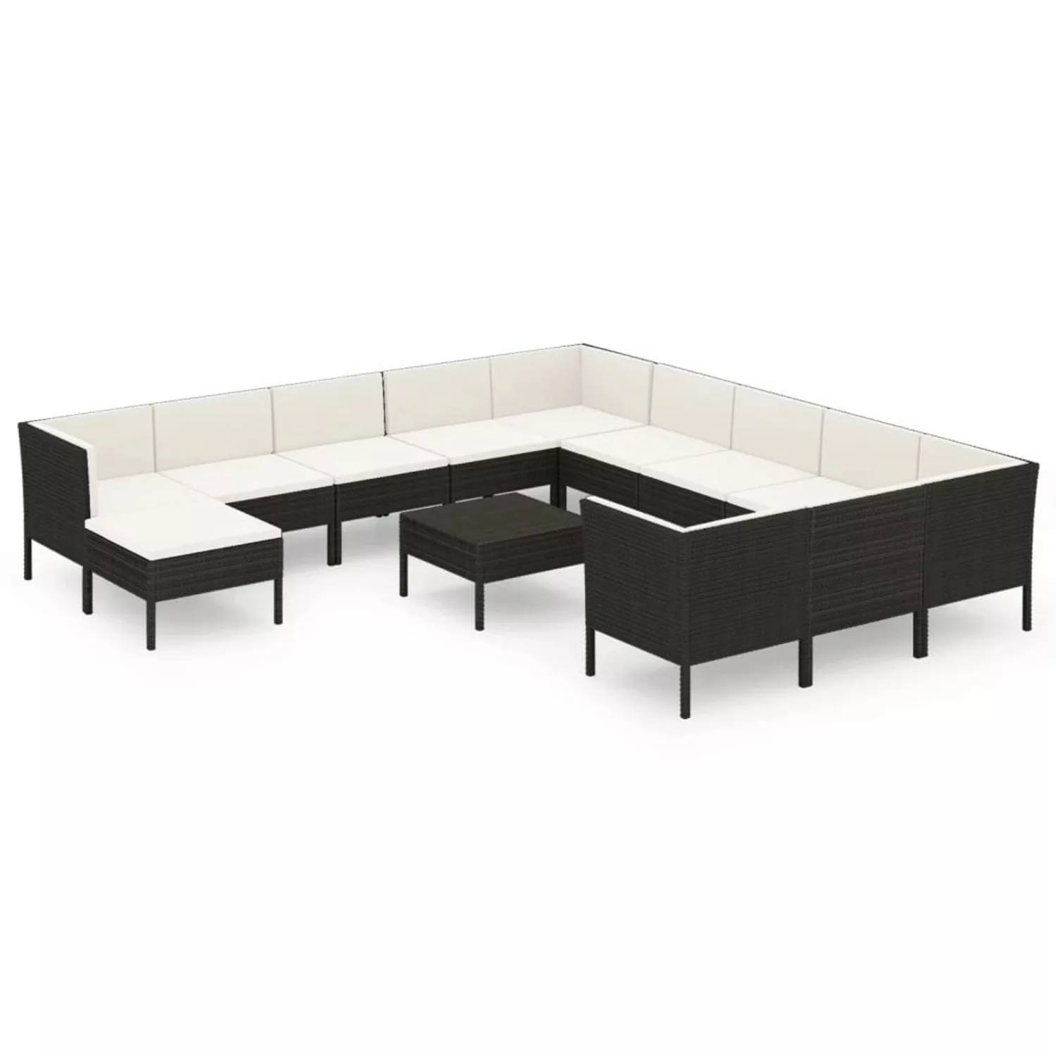 vidaXL 13-tlg Garten-Lounge-Set mit Auflagen Poly Rattan Schwarz Modell 4 günstig online kaufen