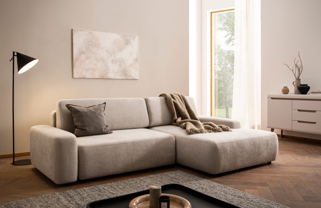 INOSIGN Ecksofa "TORGE (264cm), Schlafsofa in Cord, Samtvelours o Struktur günstig online kaufen