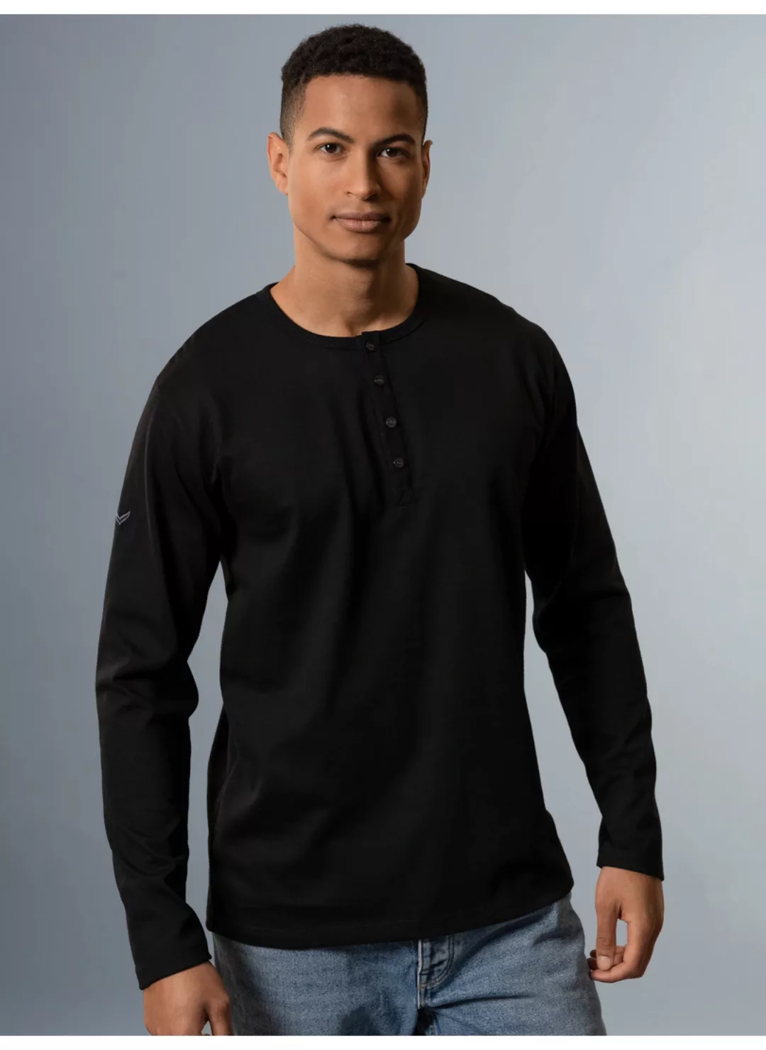 Trigema Longsleeve TRIGEMA Langarmshirt mit Knopfleiste (1-tlg) günstig online kaufen