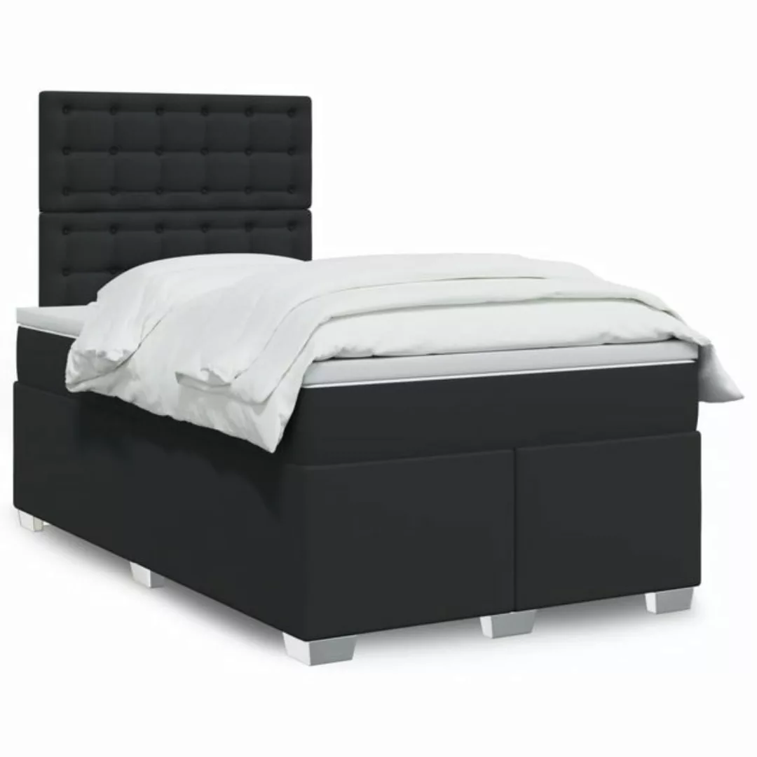 vidaXL Boxspringbett, Boxspringbett mit Matratze Schwarz 120x190 cm Kunstle günstig online kaufen