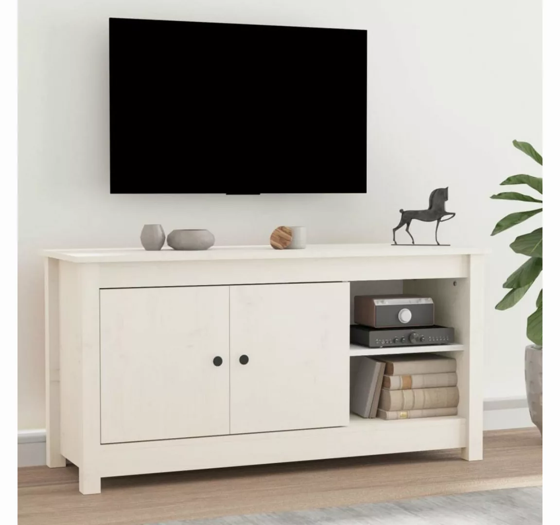 furnicato TV-Schrank Weiß 103x36,5x52 cm Massivholz Kiefer günstig online kaufen