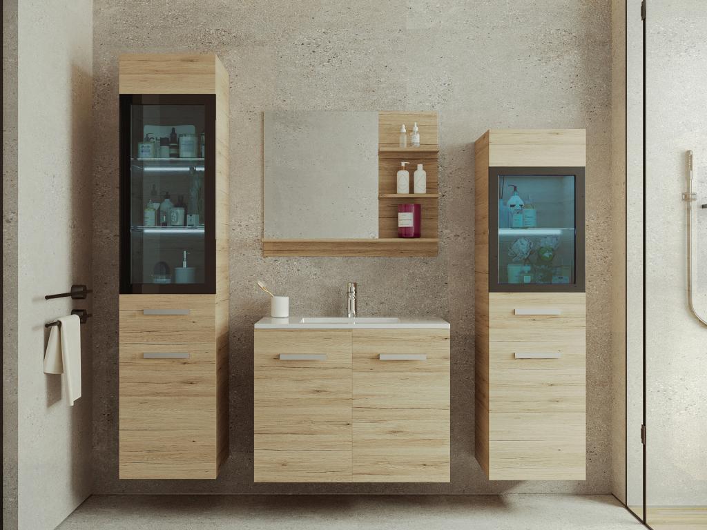 Waschbeckenunterschrank hängend mit Einzelwaschbecken, Spiegel und Badschrä günstig online kaufen