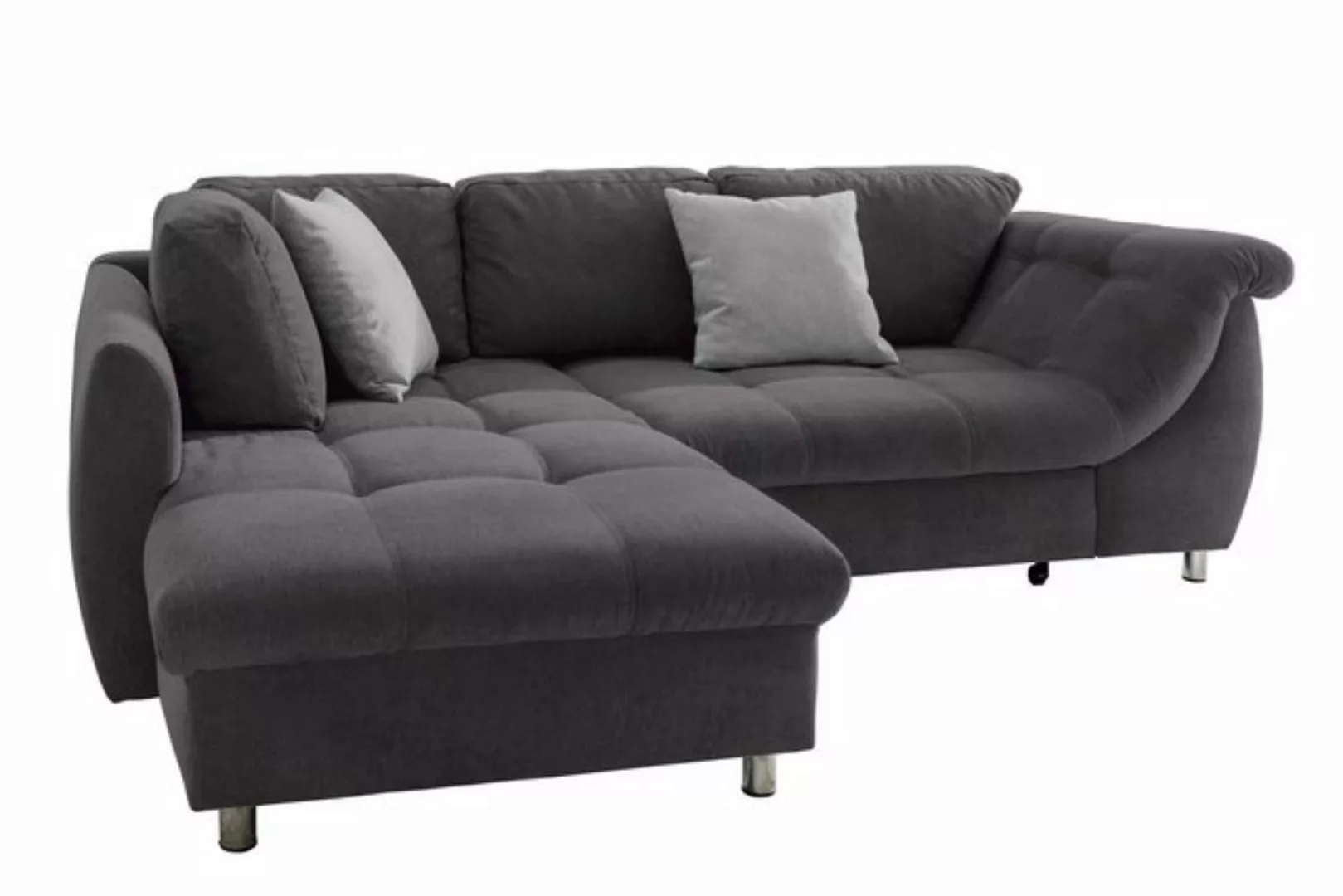 luma-home Ecksofa 17008, Ottomane links, Bettfunktion, Wellenunterfederung, günstig online kaufen