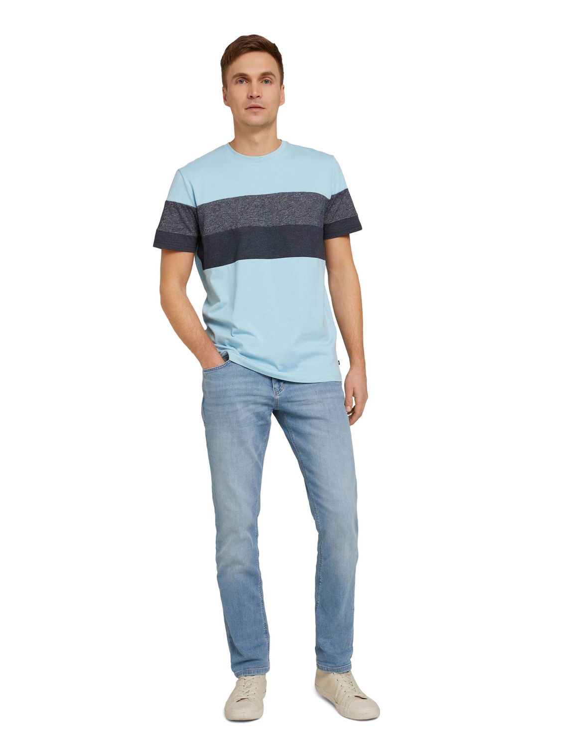 Tom Tailor Herren Rundhals T-Shirt Striped günstig online kaufen