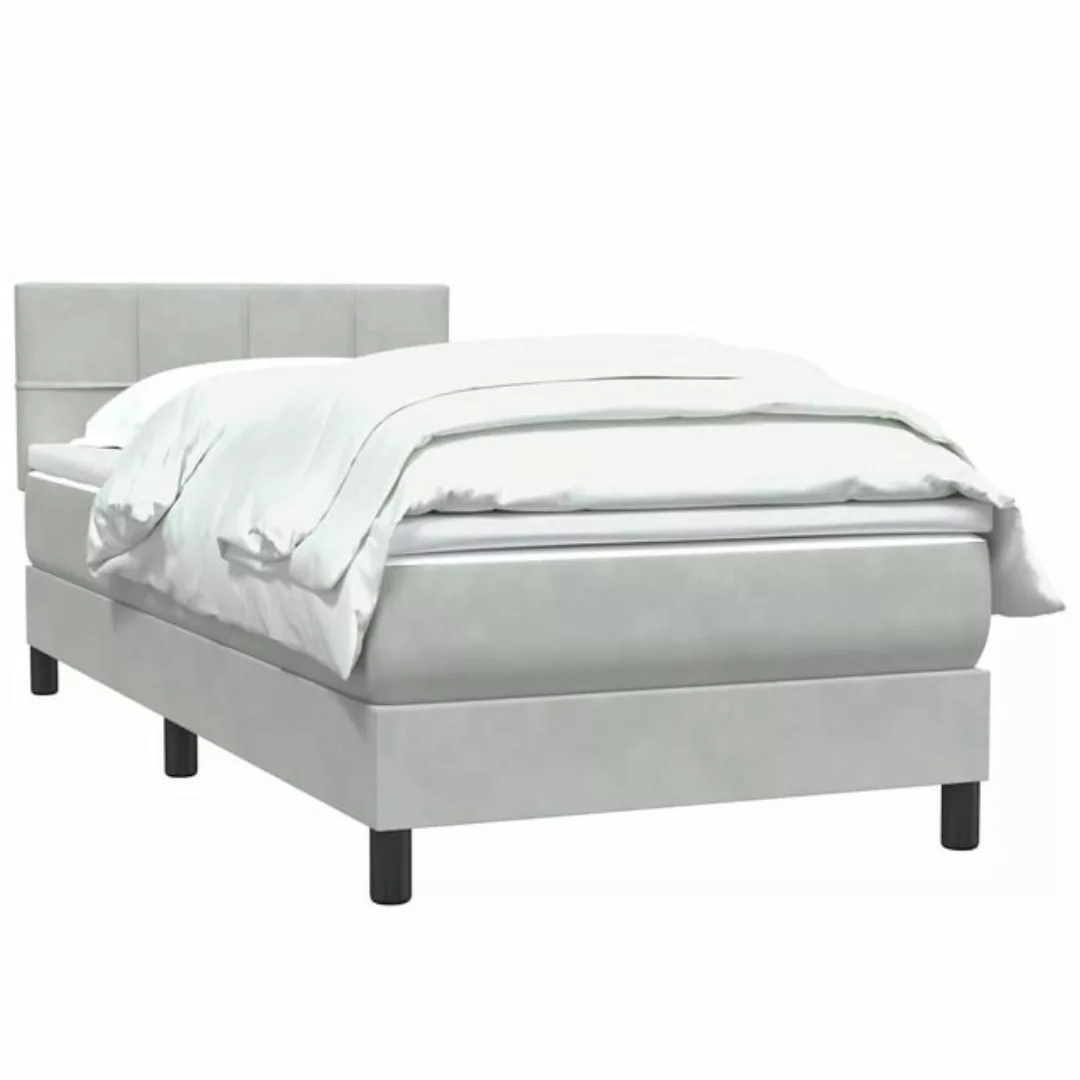 vidaXL Bett Boxspringbett mit Matratze Hellgrau 100x210 cm Samt günstig online kaufen