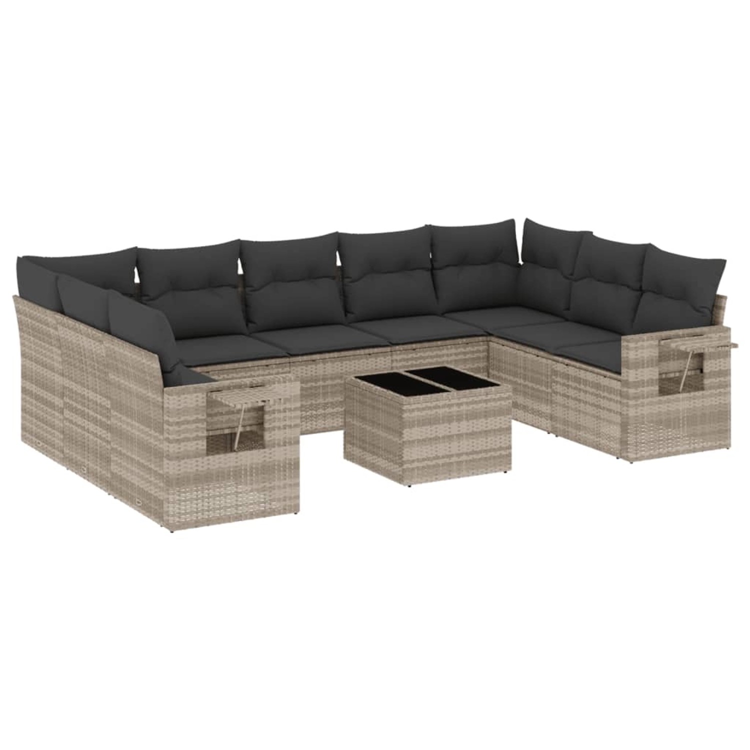 vidaXL 10-Tlg Garten-Sofagarnitur mit Kissen Hellgrau Poly Rattan 3252949 günstig online kaufen