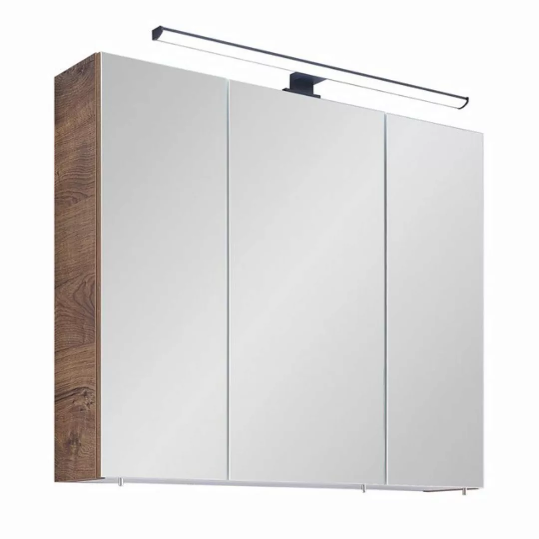 Spiegelschrank 75 cm inkl. LED Aufsatzleuchte MURCIA-66 in Eiche Ribbeck qu günstig online kaufen