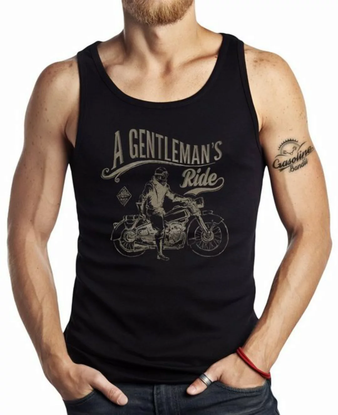 GASOLINE BANDIT® Tanktop für Biker Racer Motorrad Fans: A Gentleman's Ride günstig online kaufen