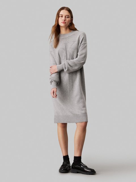 Calvin Klein Jeans Sweatkleid CK INTARSIA LOOSE SWEATER DRESS mit Logostick günstig online kaufen