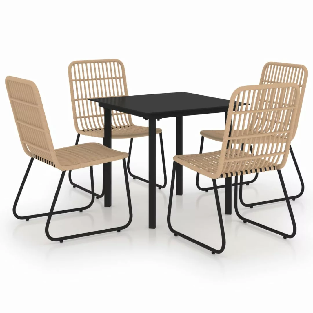 5-tlg. Garten-essgruppe Poly Rattan Und Glas günstig online kaufen