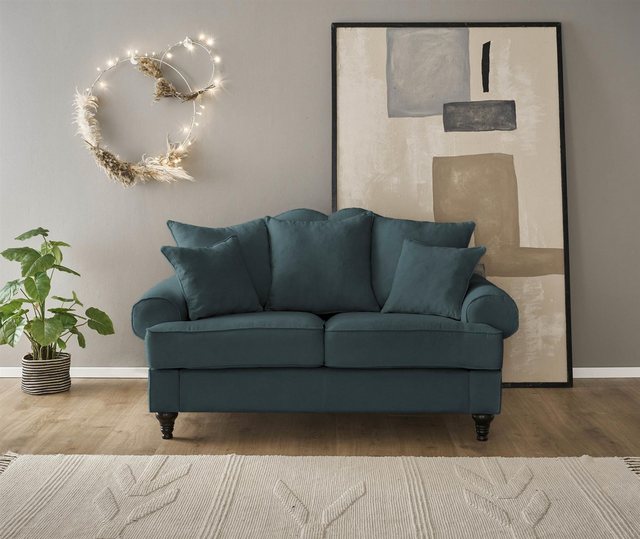 Design-Wohngalerie Sofa Couch Carmen 2 Sitzer - Mikrofaserstoff Blaugrün günstig online kaufen