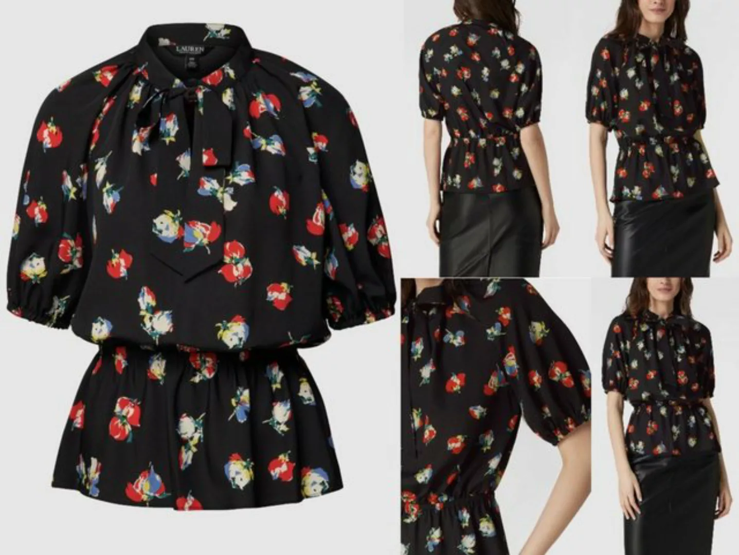 Ralph Lauren T-Shirt LAUREN RALPH LAUREN Tie-neck Floral Blouse Hemd Blusen günstig online kaufen