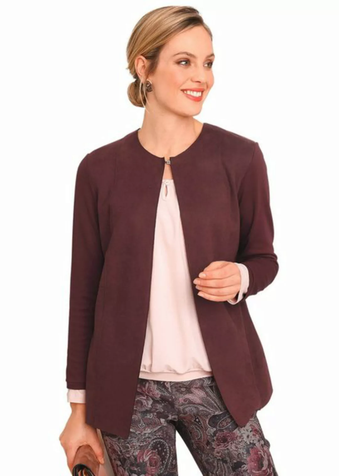 GOLDNER Jerseyblazer Bequeme Shirtjacke in kombinationsstarker Veloursleder günstig online kaufen