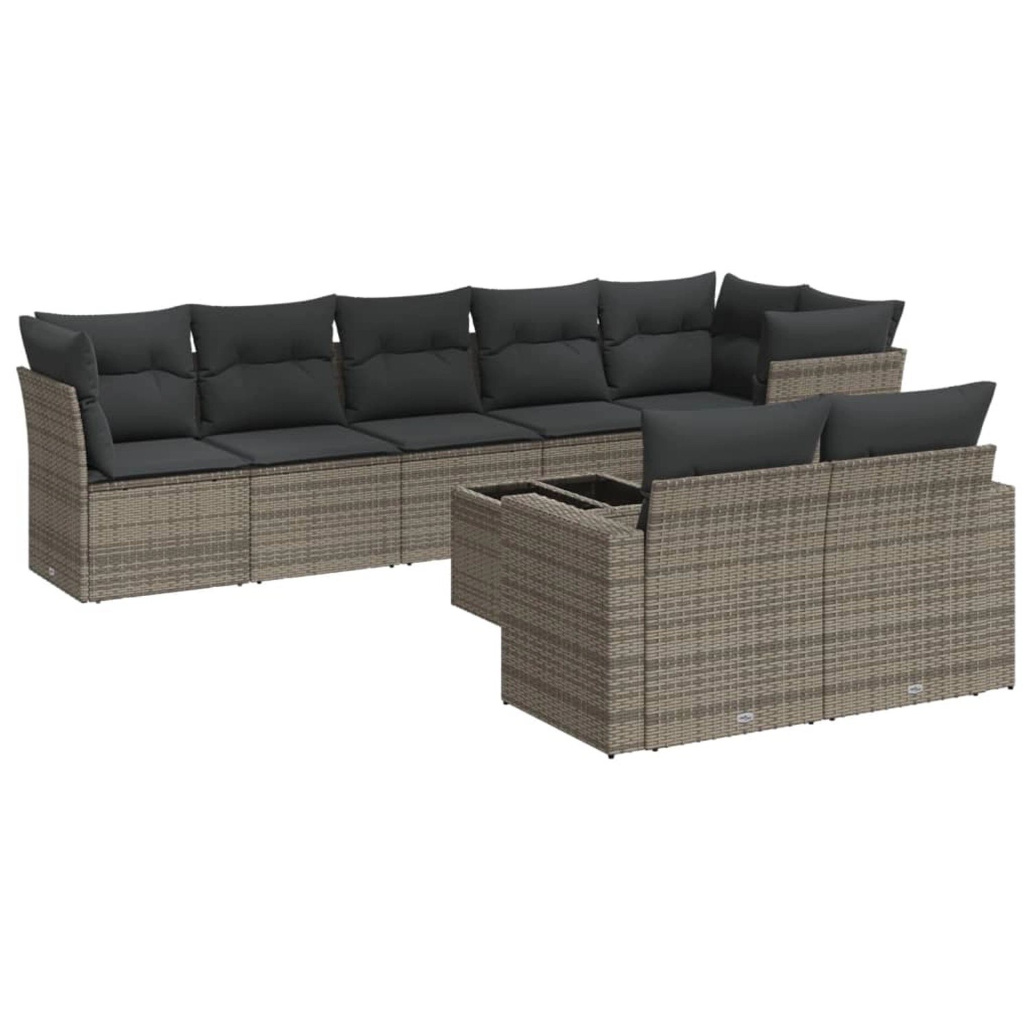 vidaXL 9-Tlg Garten-Sofagarnitur mit Kissen Grau Poly Rattan 3219220 günstig online kaufen