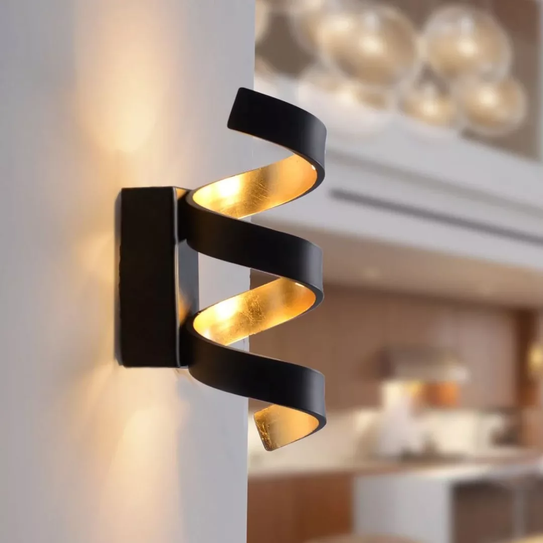 Luce Design LED-Wandleuchte Helix Schwarz-Gold 26 cm x 10 cm x 13 cm günstig online kaufen