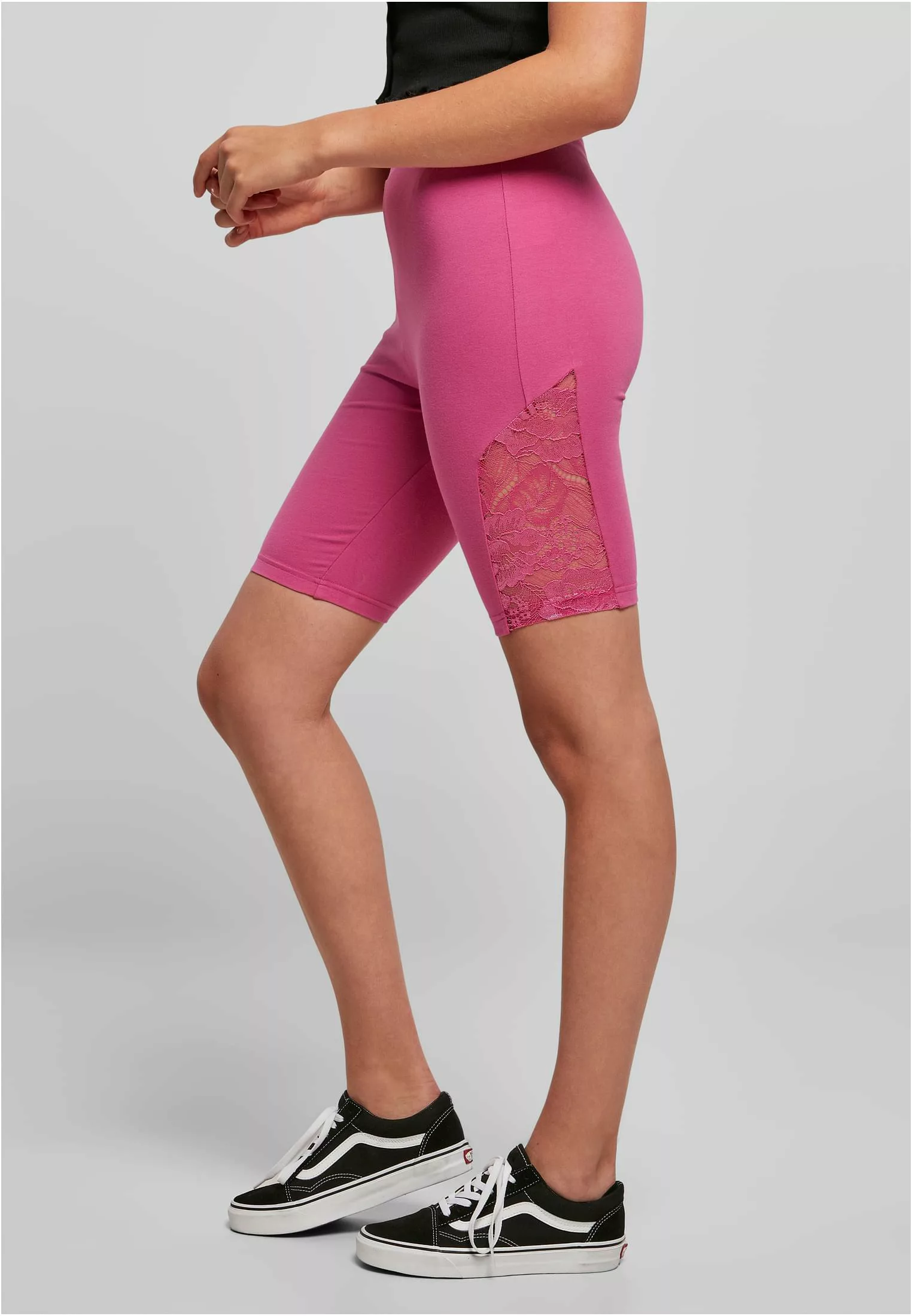 URBAN CLASSICS Radlerhose "Urban Classics Damen Ladies High Waist Lace Inse günstig online kaufen