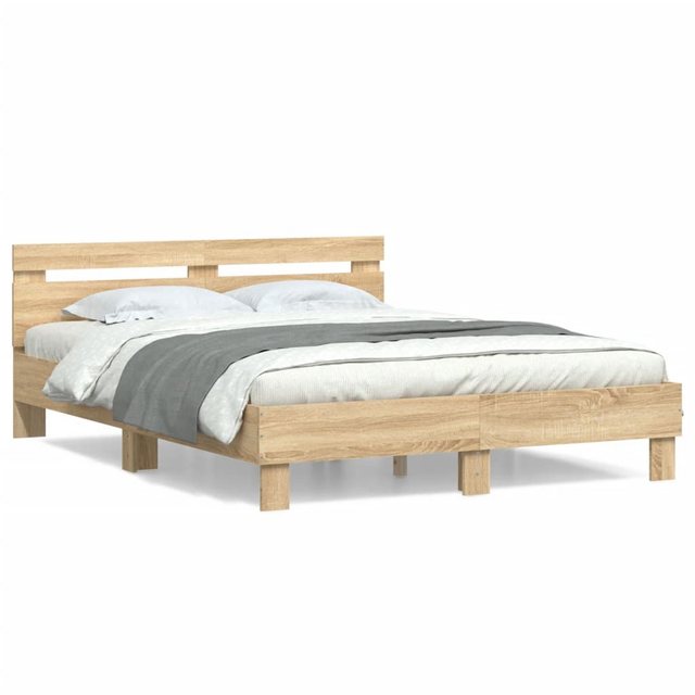 furnicato Bettgestell mit Kopfteil Sonoma-Eiche 140x190 cm Holzwerkstoff (1 günstig online kaufen