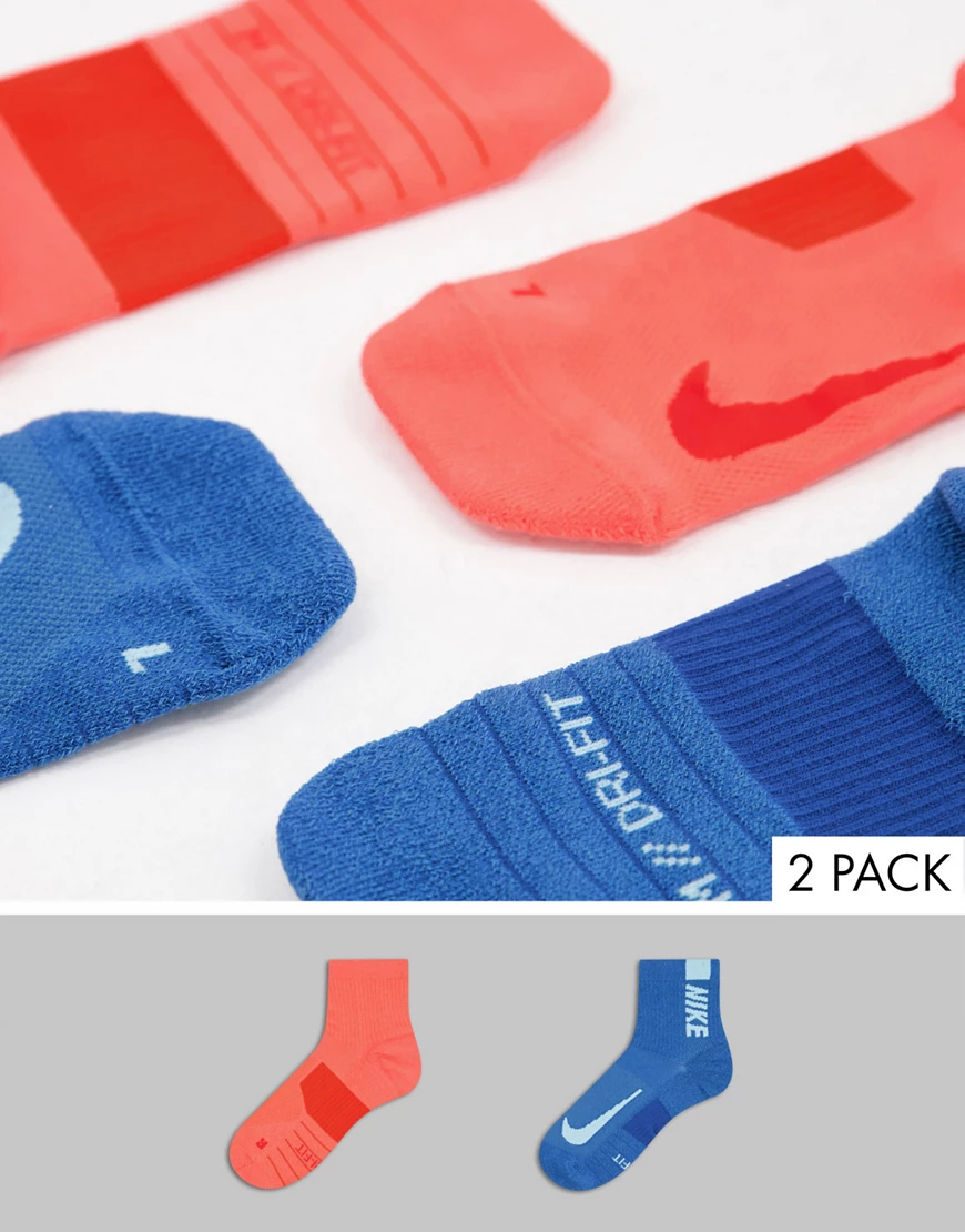 Nike Running – Knöchelsocken in Blau und Rot im 2er-Pack günstig online kaufen