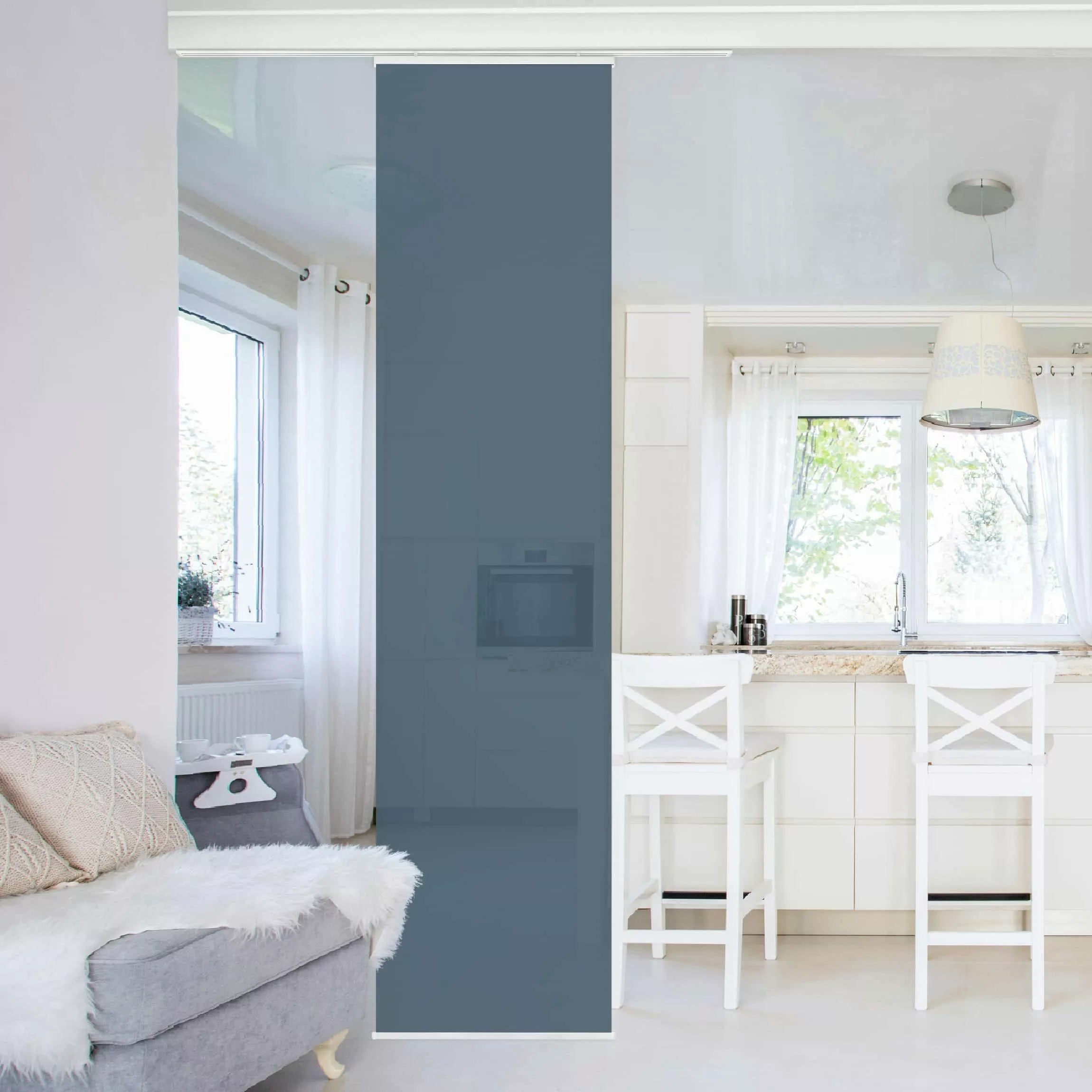 Bilderdepot24 Schiebegardine modern Flächenvorhang blickdicht Schieferblau, günstig online kaufen