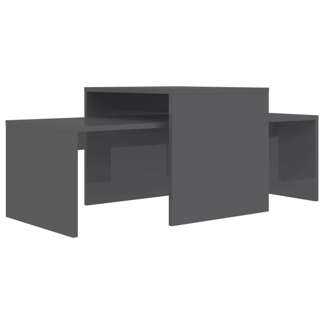 Couchtisch-set Hochglanz-grau 100 X 48 X 40 Cm Spanplatte günstig online kaufen