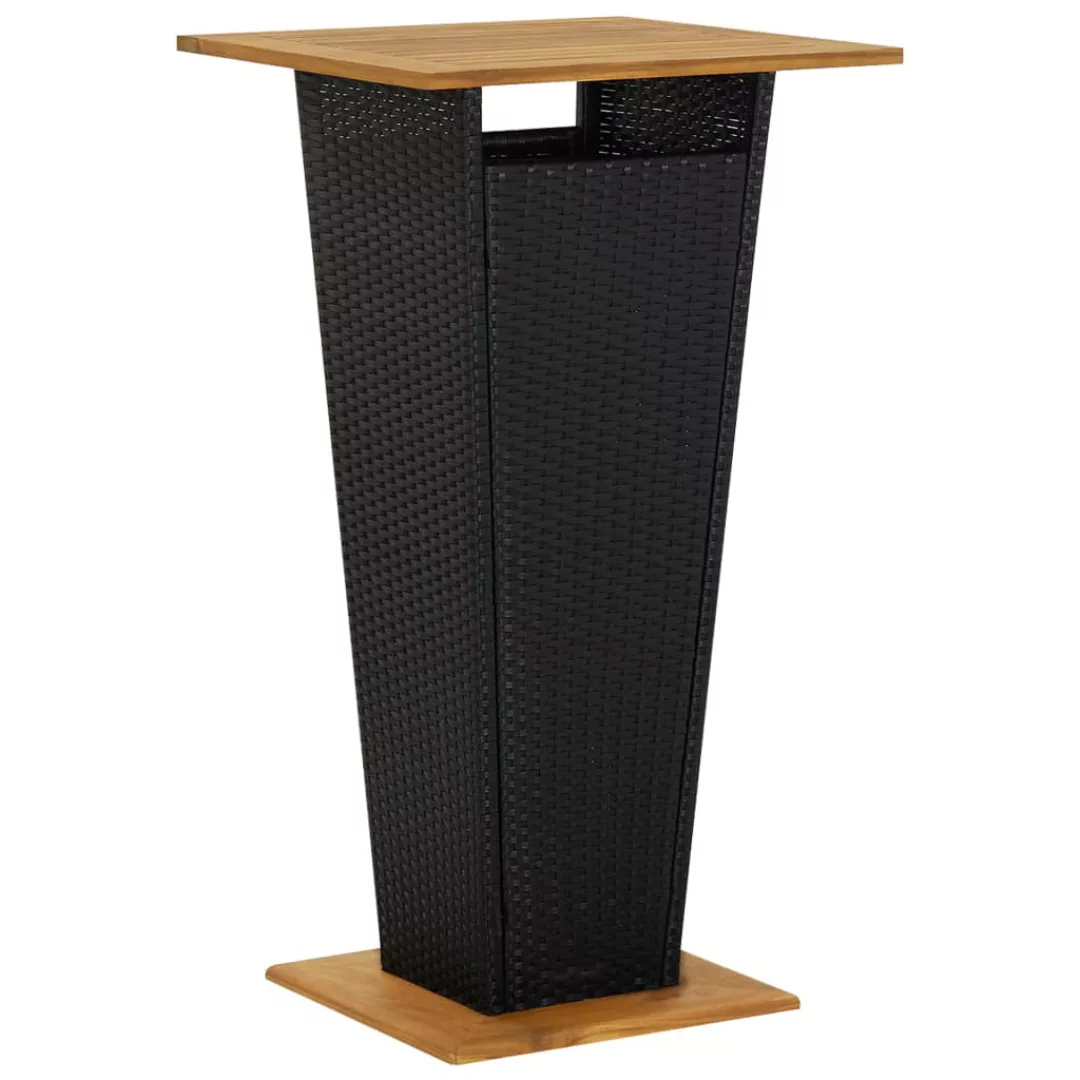 Bartisch Schwarz 60x60x110 Cm Poly Rattan Und Massivholz Akazie günstig online kaufen