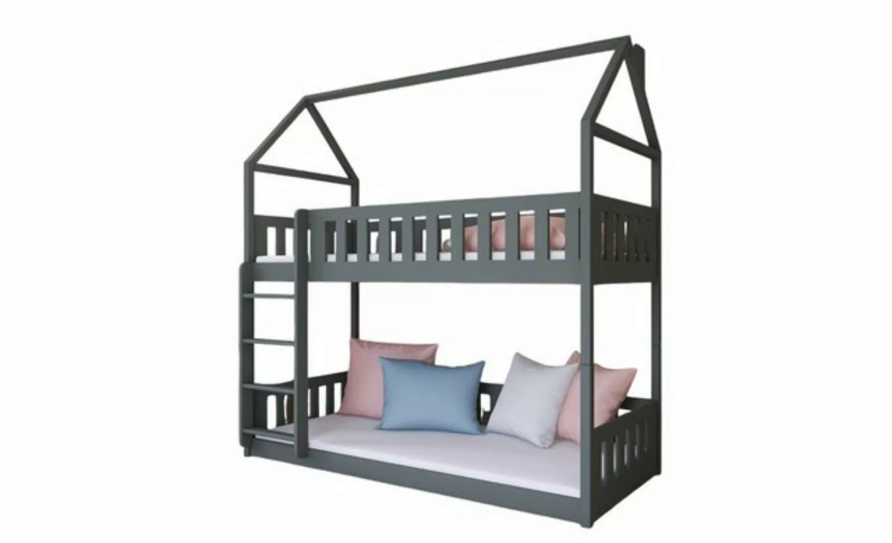 Fun Möbel Hochbett Etagenbett Hausbett Kinderbett GRITT (200x90cm, inkl. Ra günstig online kaufen