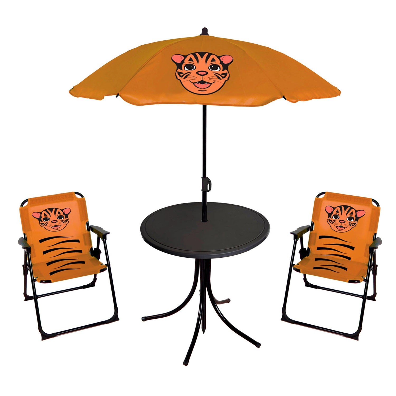 Mojawo 4tlg Kinder Campingmöbel Set Tiger Campingstuhl Tisch Sonnenschirm günstig online kaufen
