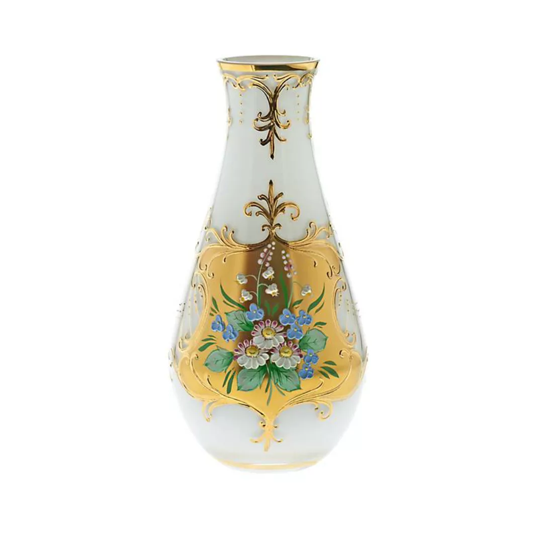 Vase White Queen 25 cm, Weiß/Gold, aus Glas günstig online kaufen