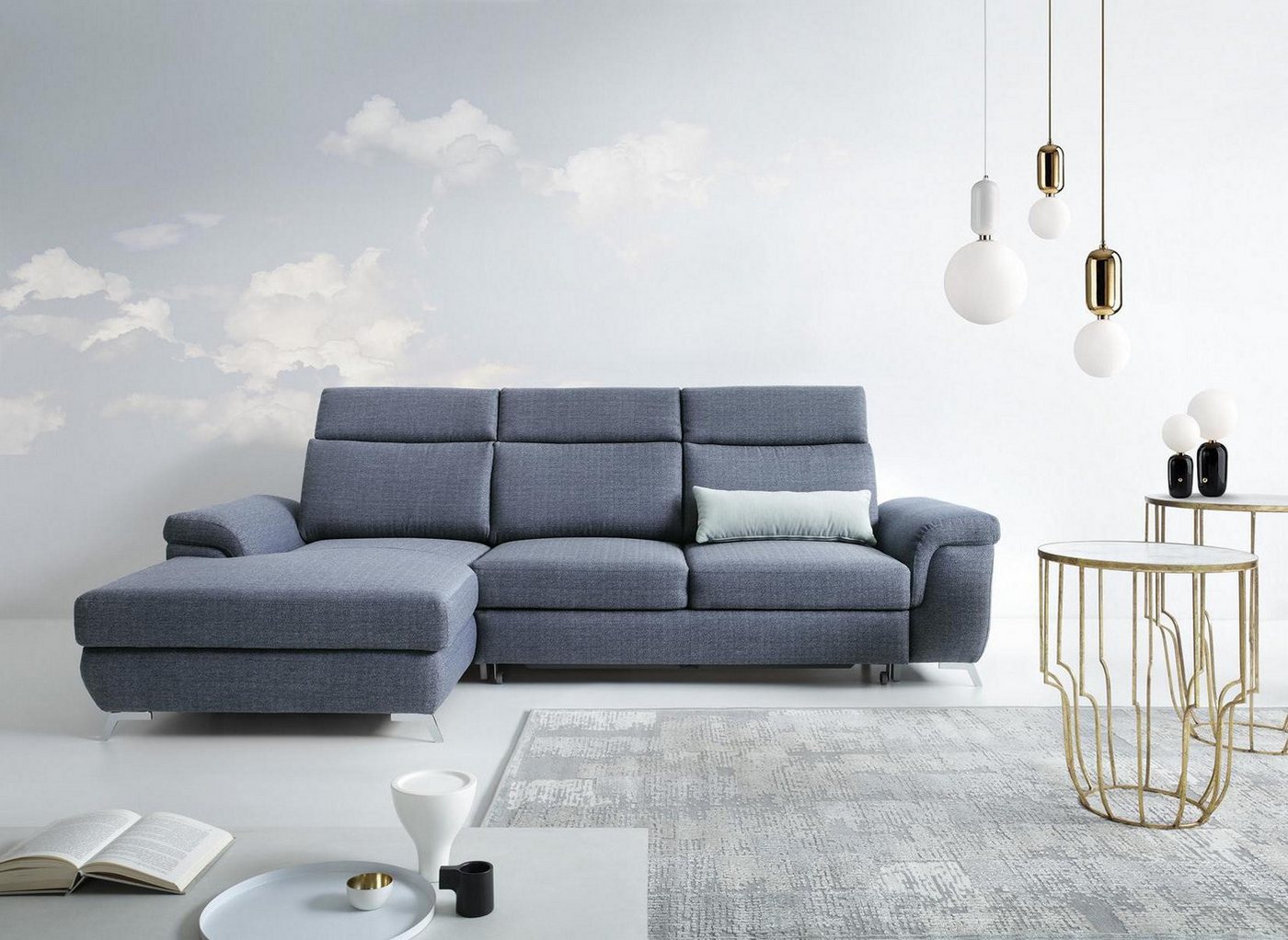 Xlmoebel Ecksofa Neues Ecksofa in Grau für das Wohnzimmer in L-Form mit Tex günstig online kaufen