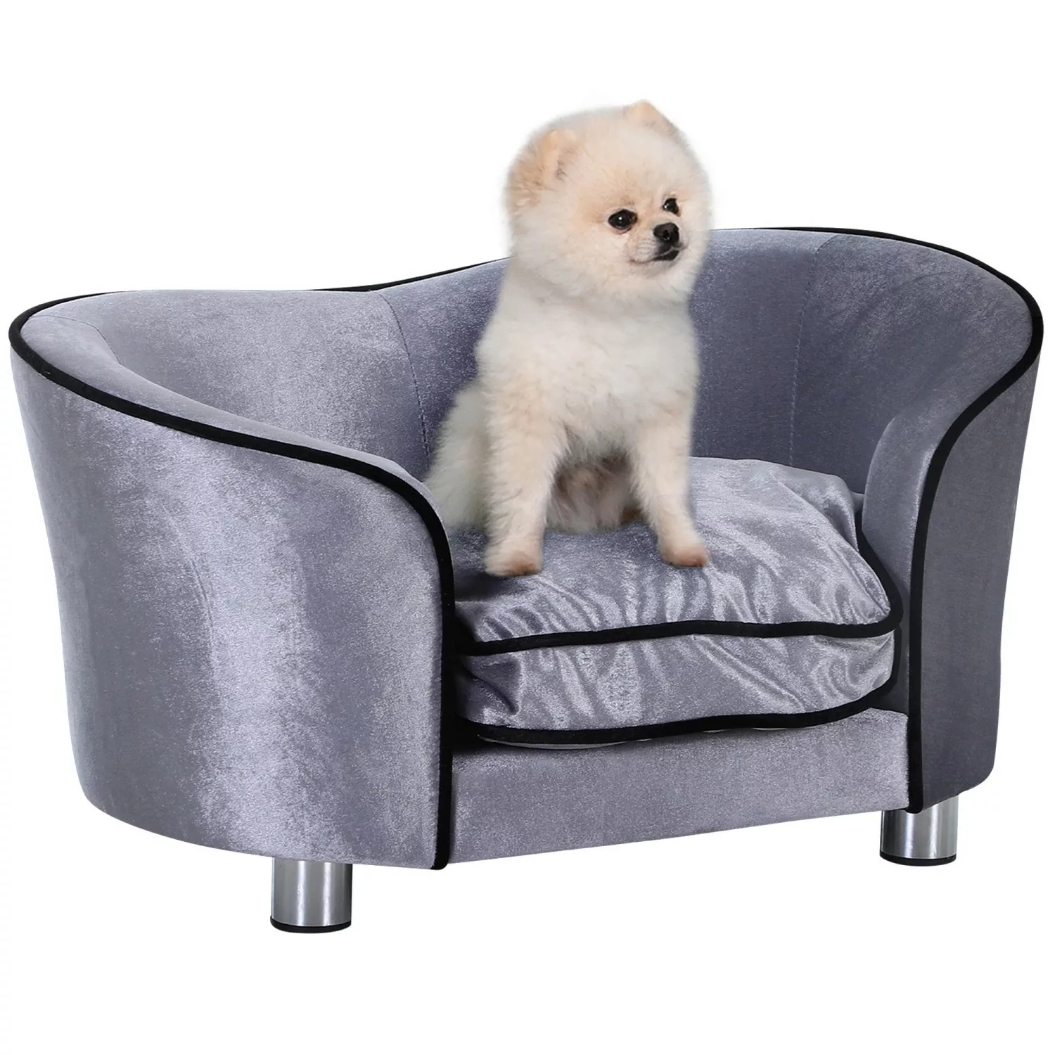 PawHut Hundesofa Luxus Haustiersofa mit Kissen Katzensofa erhöhtes Hundebet günstig online kaufen