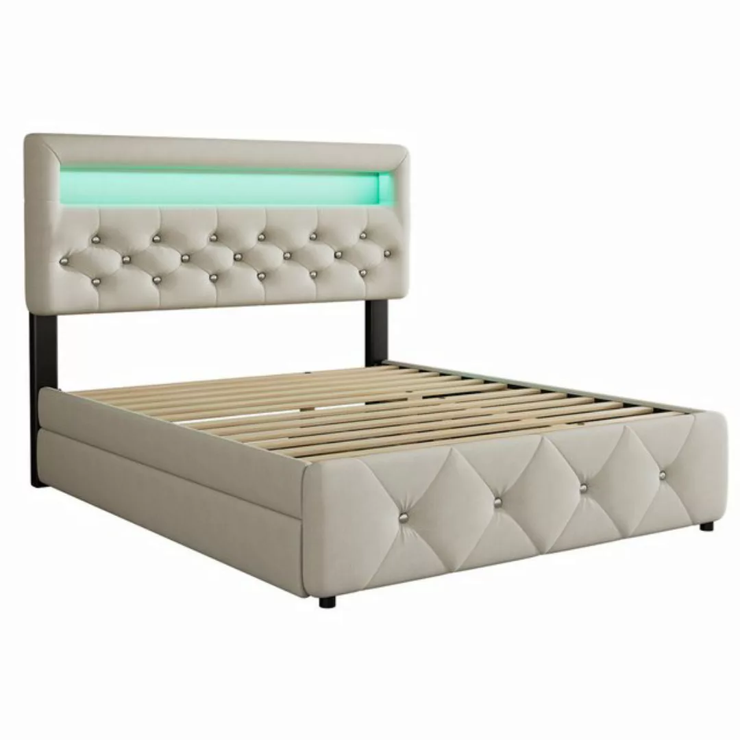 DOPWii Palettenbett 140*200cm(90*190cm) Doppelbett,Podestbett, mit Bettausz günstig online kaufen