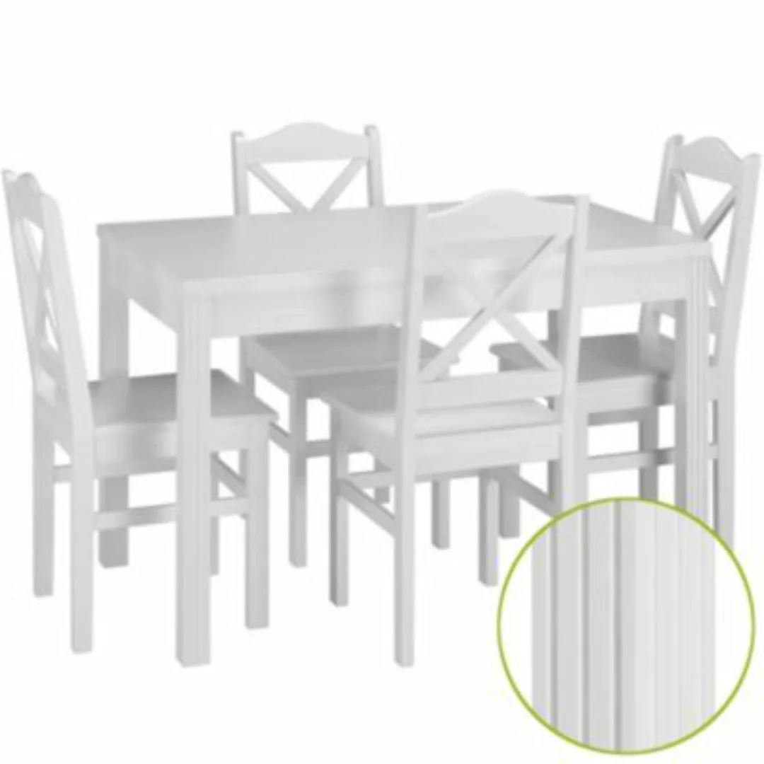 Erst-Holz® Landhaus-Essgruppe mit Tisch und 4 Stühle Kiefer Massivholz wasc günstig online kaufen