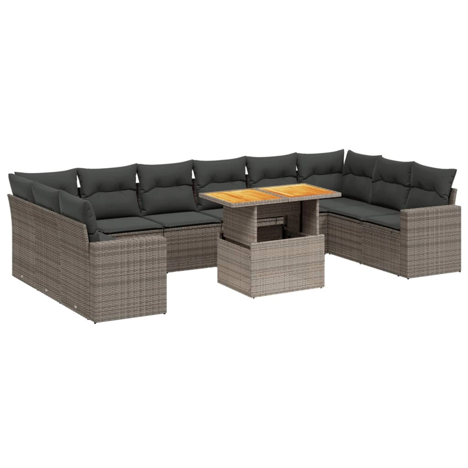 vidaXL 11-Tlg Garten-Sofagarnitur mit Kissen Grau Poly Rattan 3271487 günstig online kaufen